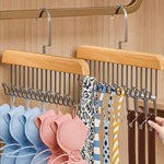 Multifunctional Wooden Hanger with Metal Hooks (Pack of 2)