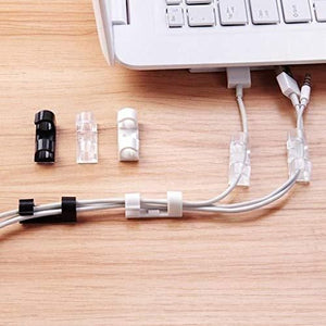 Self Adhesive Cable Clips Wire Manage Holder Sticky Mount-Round Plastic Cable Cord (40 pcs 2 Set)