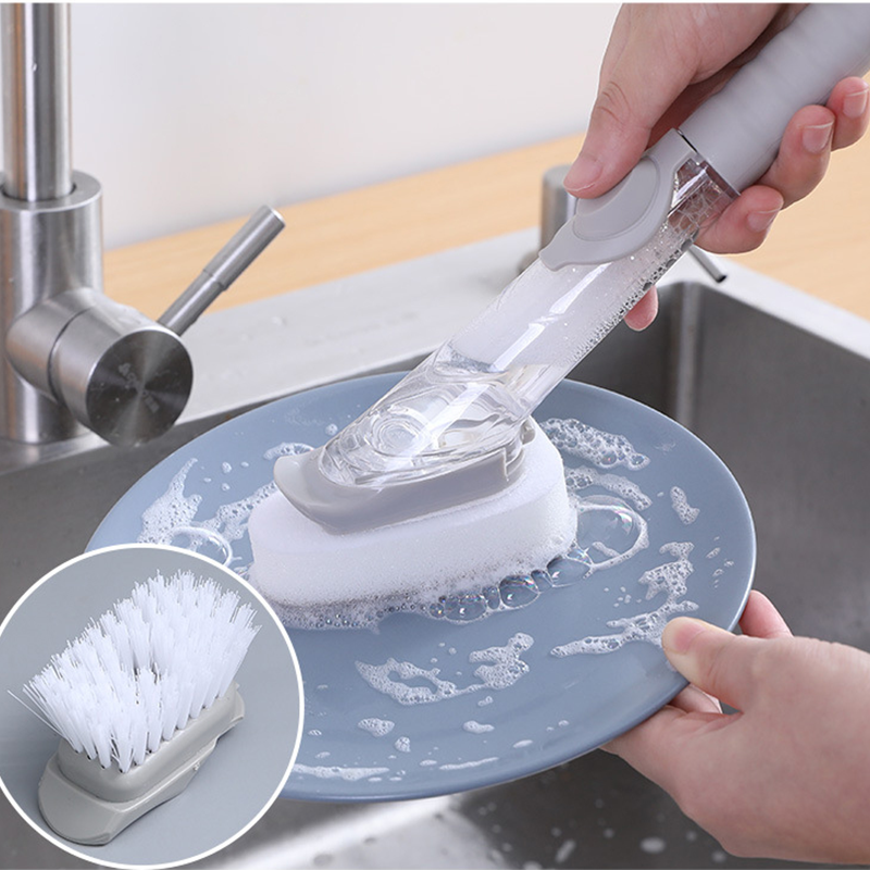 1pc Multifunctional Automatic Liquid Adding Pot Brush Cleaning Brush  Household Department Store Kitchen Pot Brush